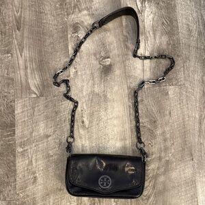 Tory Burch Black Leather Chain Crossbody